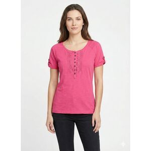 Eddie Bauer Pink Eyelet Top Size M Short Sleeve Tab 100% Cotton natural fibers